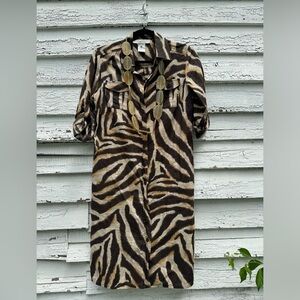Gerard Darrel Cotton Animal Print Shirtdress Sz 40/ 8